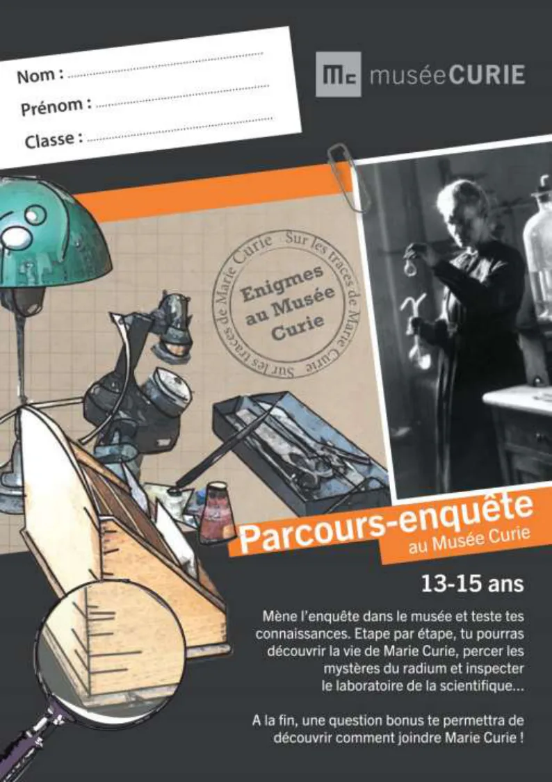 Cover of the museum's investigation booklet for 13-15 year olds