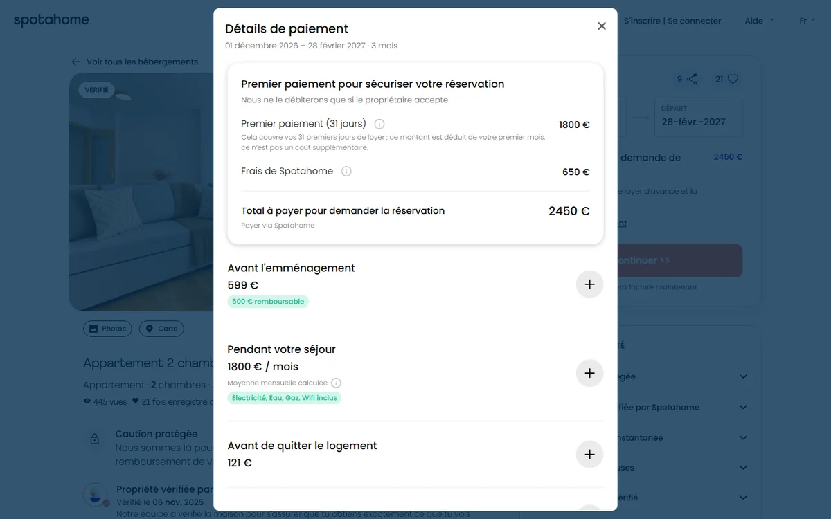 Payment details on the current site: each item, never the total.