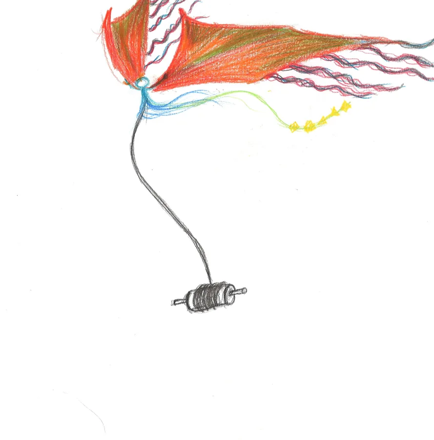A kite with long ribbons