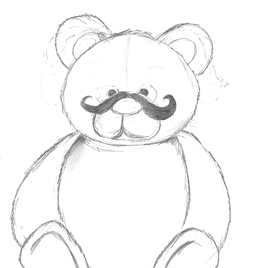 A teddy bear with a moustache